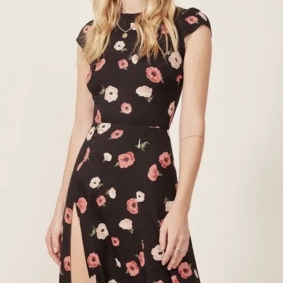 Reformation Gavin Dress in Black Floral - Picture 3 of 6